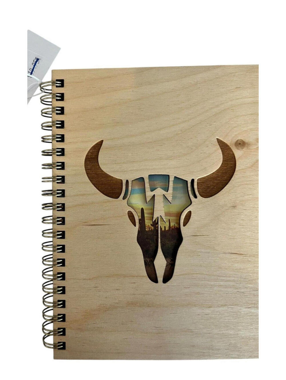 Steer Head Wooden Covered Notebook/Journal 5x7 Laser 80  lined Pages New W Tags